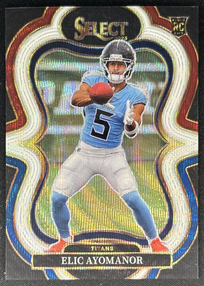 Elic Ayomanor 2025 Panini Select Suite Level Tri-Color Prizm /199 Titans