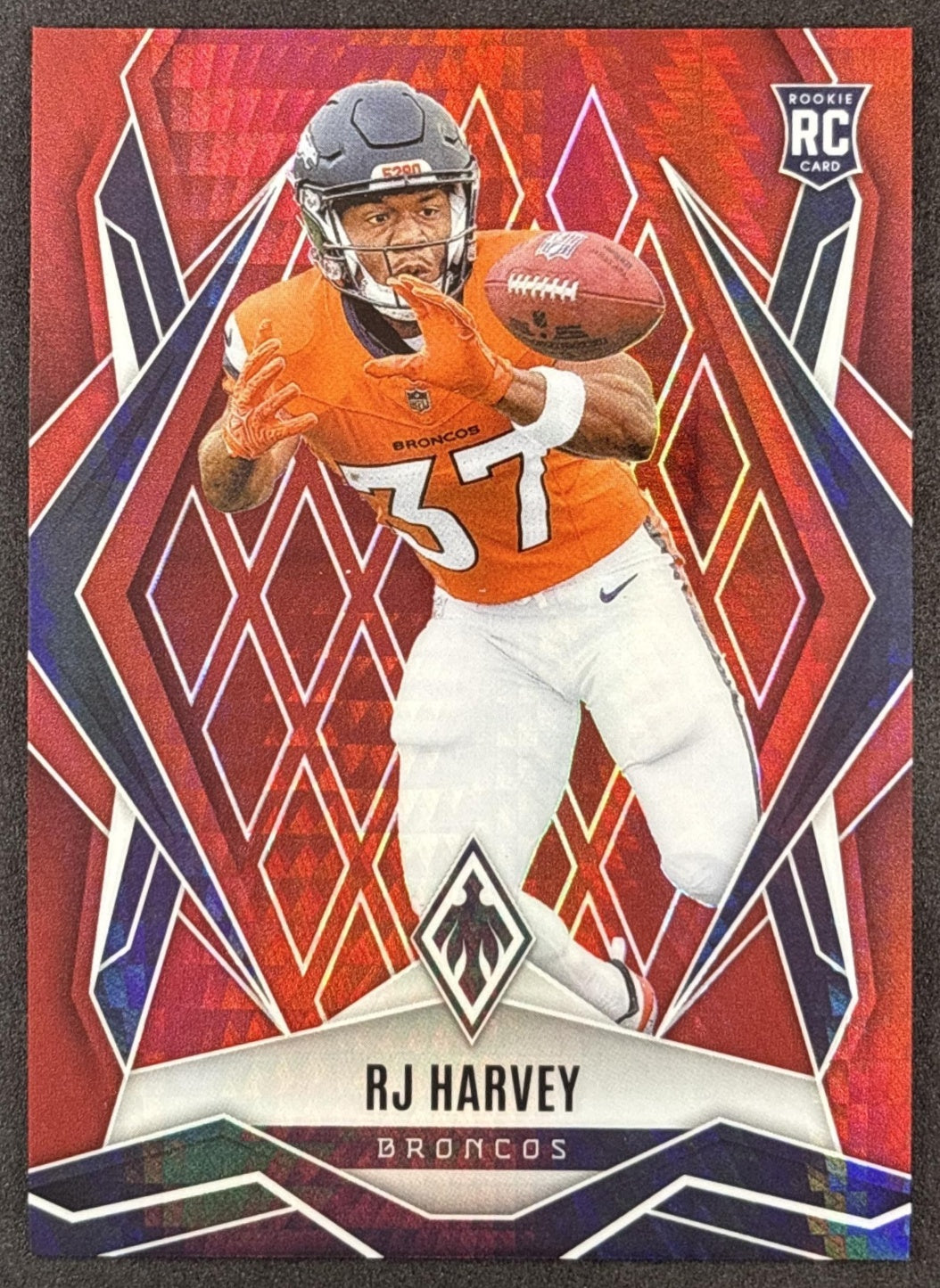 RJ Harvey 2025 Panini Phoenix Red Hyper Prizm /399 Broncos