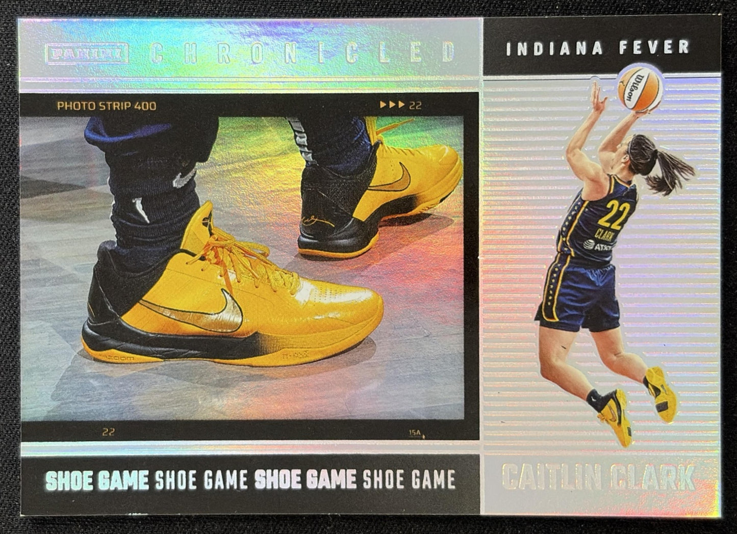 Caitlin Clark 2025 Panini Chronicled Shoe Game Holo Fever 76