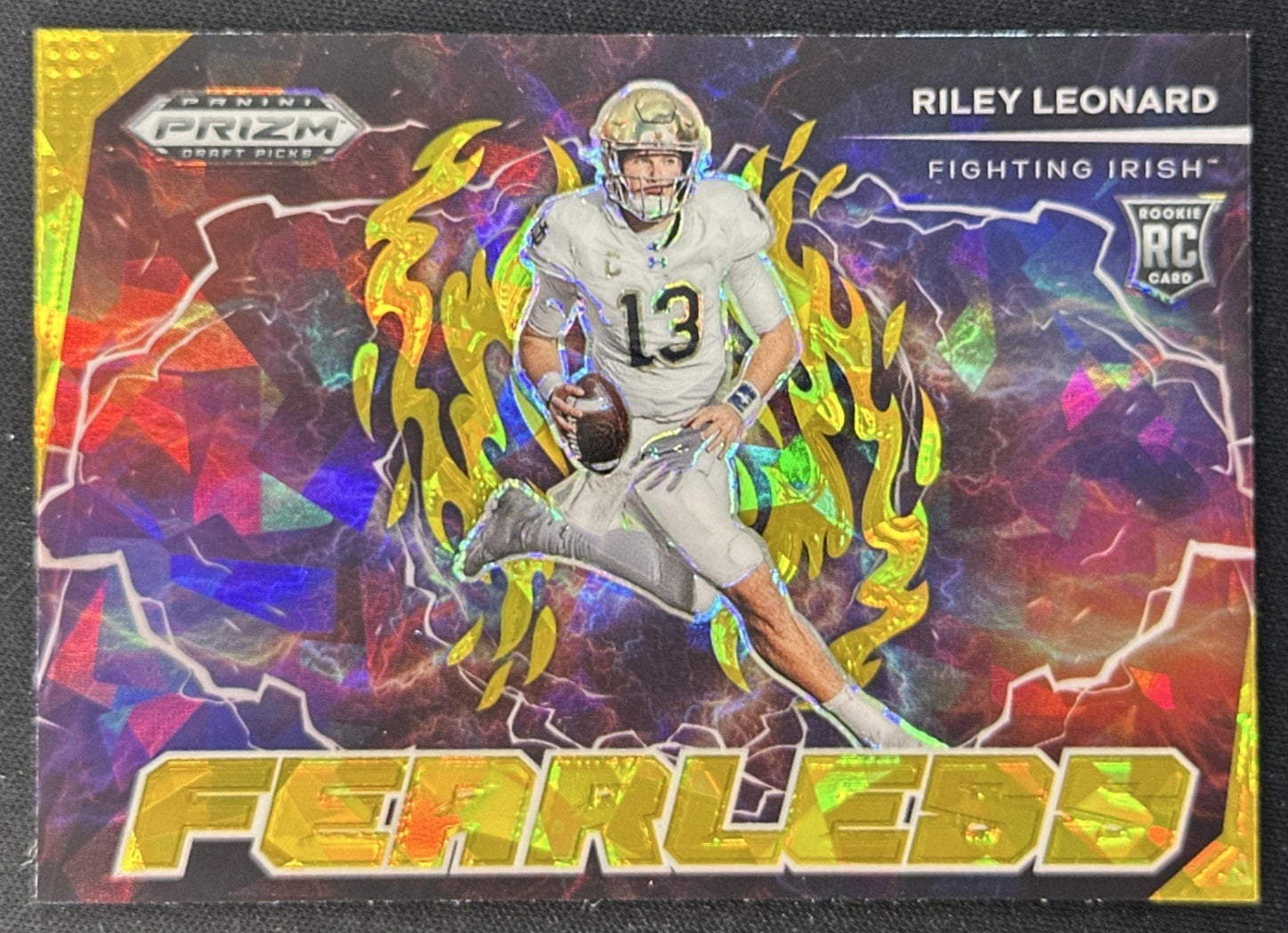 Riley Leonard 2025 Panini Prizm Draft Picks Fearless Gold Ice Fighting Irish Default Title Sports Trading Cards
