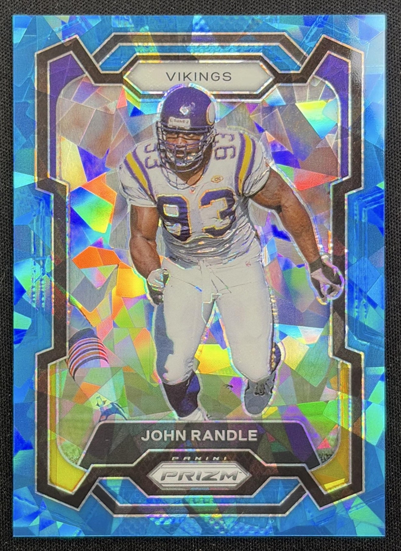 John Randle 2023 Panini Prizm Blue Ice /99 Vikings front