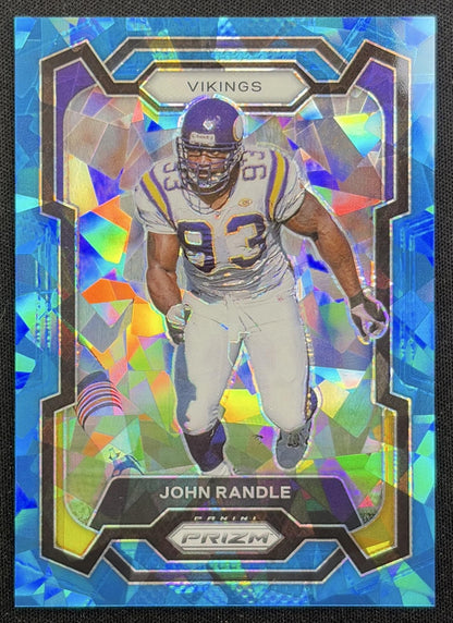 John Randle 2023 Panini Prizm Blue Ice /99 Vikings front