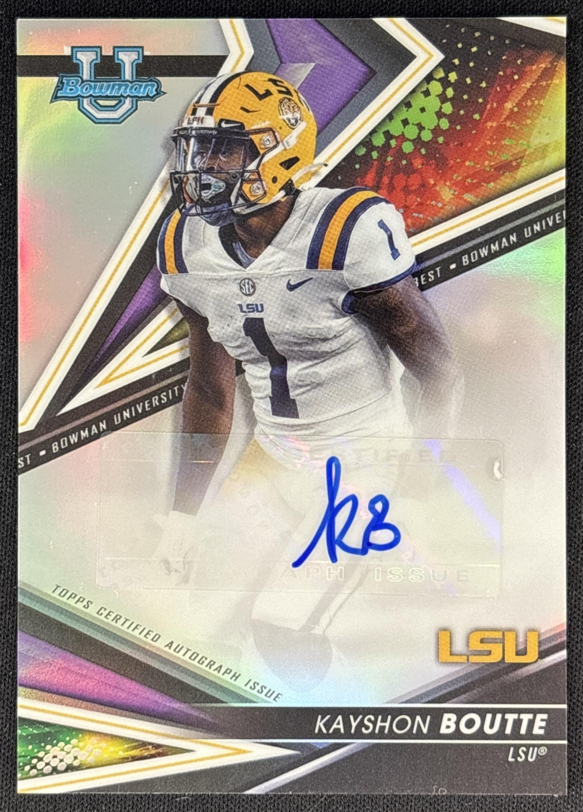Kayshon Boutte 2022 Bowman's Best University Best of Auto Refractor Tigers front