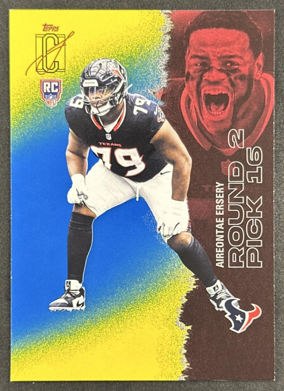 Aireontae Ersery 2025 Topps Signature Class Rookie Blue & Yellow Foil Texans front