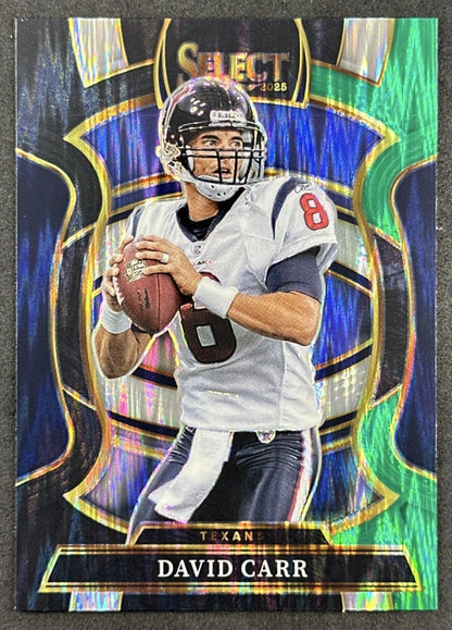 David Carr 2025 Panini Select Concourse Black and Green Prizm Shock Texans Front