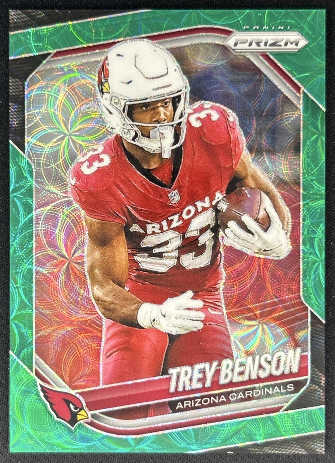 Trey Benson 2025 Panini Prizm Green Scope /75 Cardinals Front