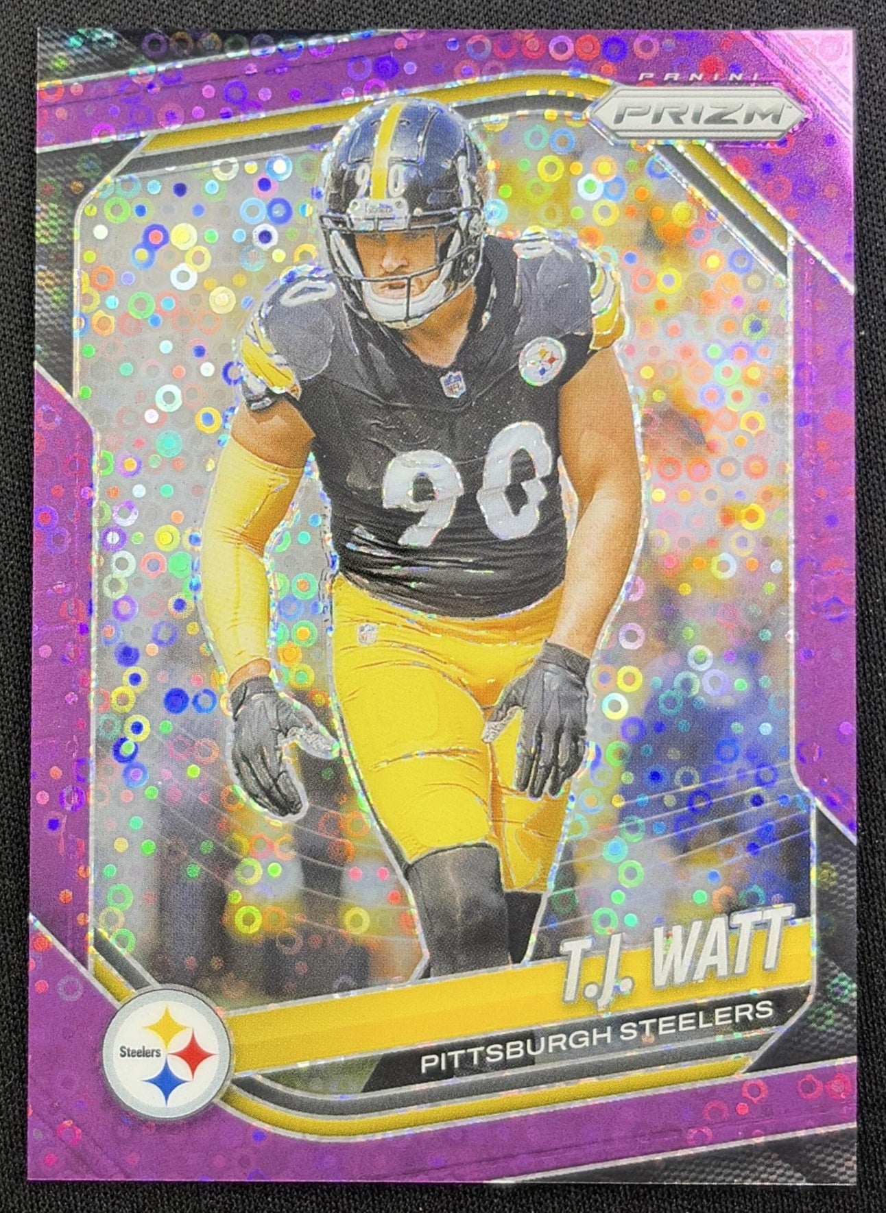 T.J. Watt 2025 Panini Prizm No Huddle Purple /75 Steelers