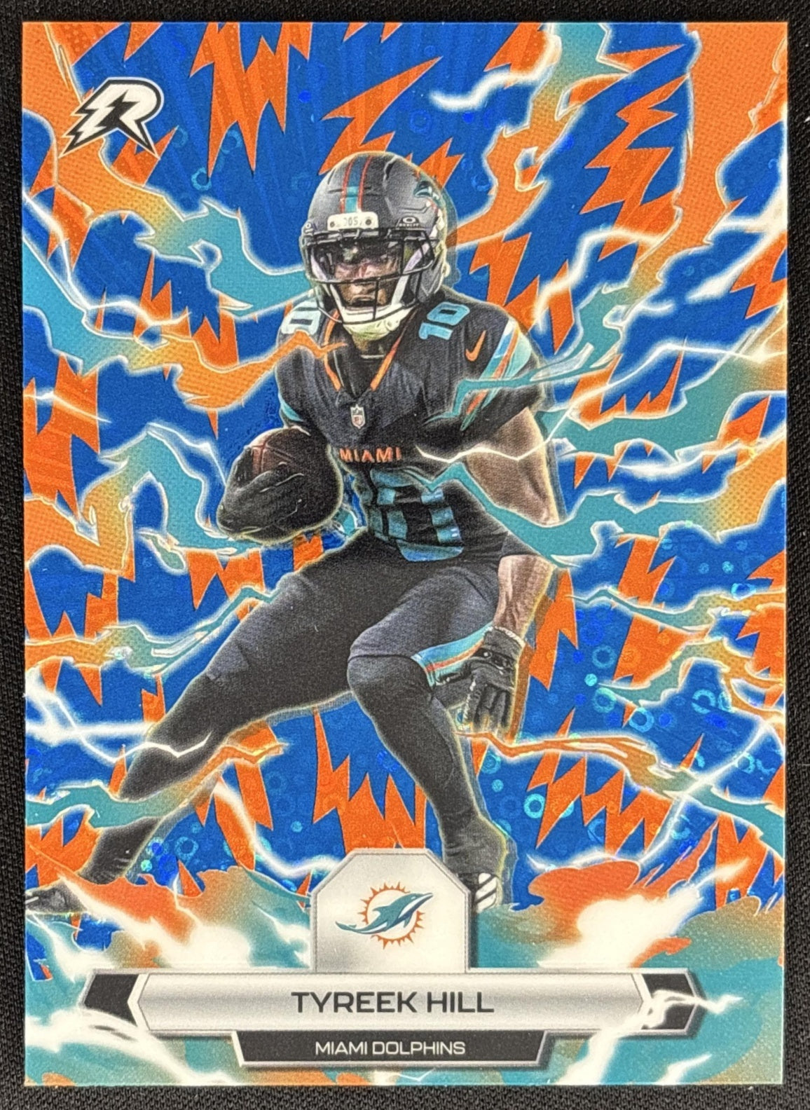 Tyreek Hill 2025 Topps Resurgence Blue and Orange Spark Refractor Dolphins