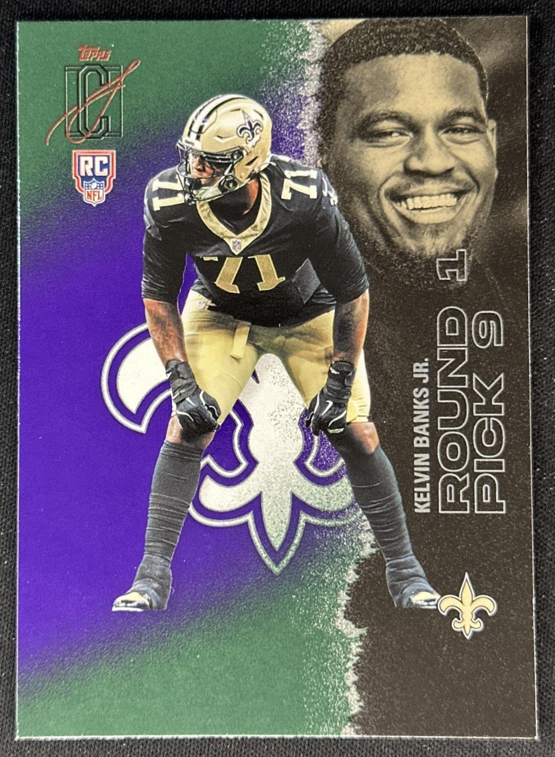 Kelvin Banks Jr. 2025 Topps Signature Class Green & Purple Rookie Saints front