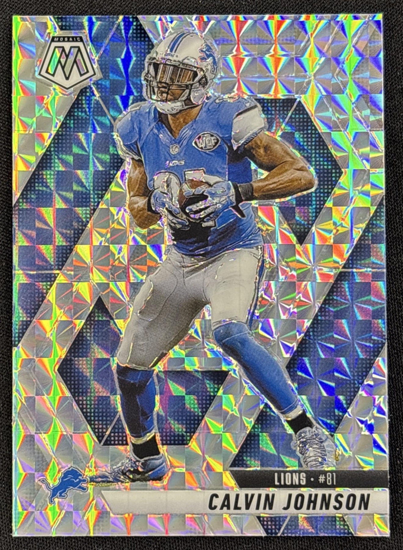 Calvin Johnson 2025 Panini Mosaic Prizm Lions
