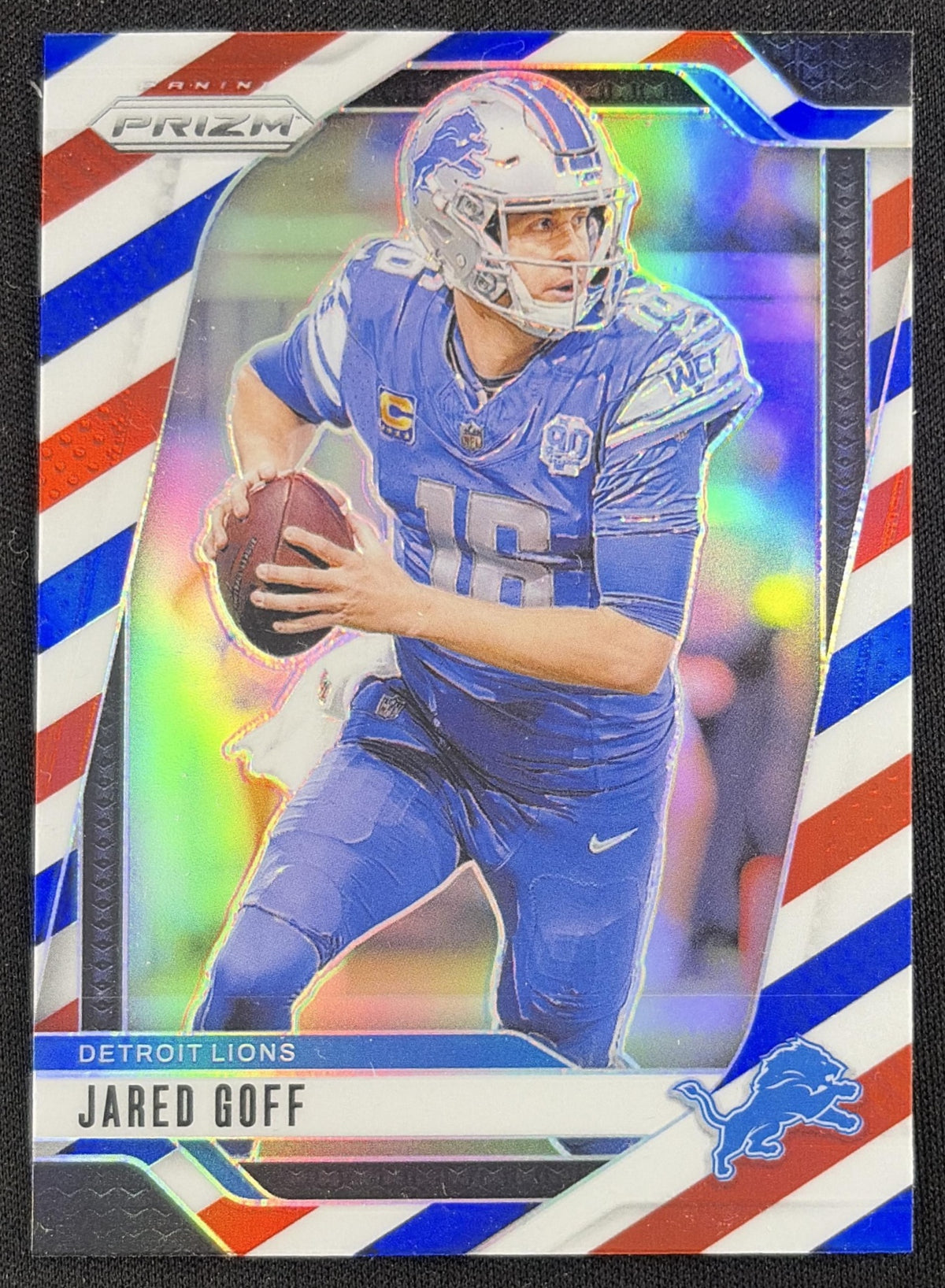Jared Goff 2024 Panini Prizm Red White and Blue Lions Sports Trading Card