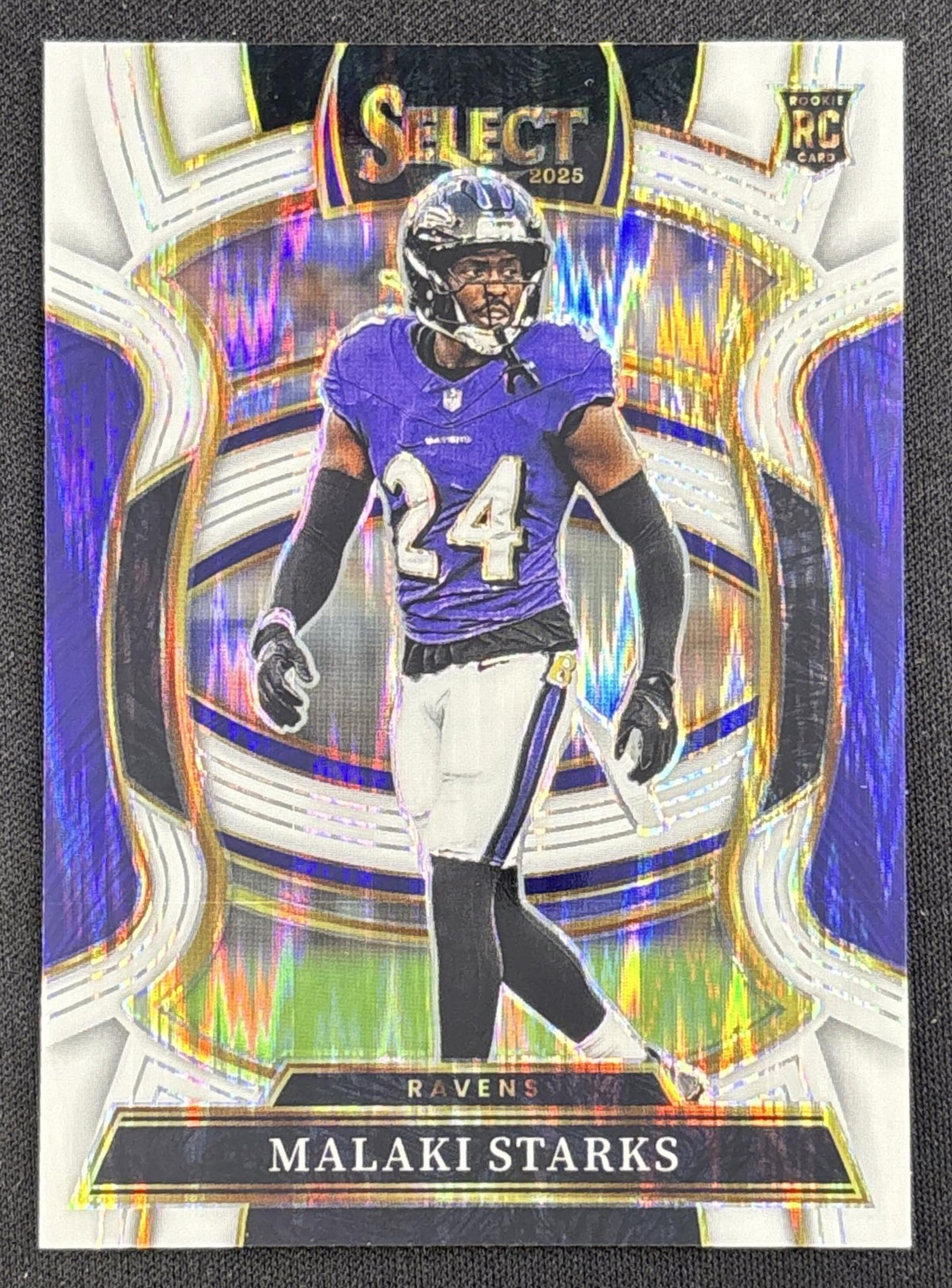 Malaki Starks 2025 Panini Select Concourse White Prizm Shock /799 Ravens