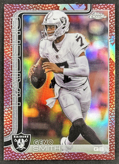 Geno Smith 2025 Topps Chrome Football Leather Refractor Raiders