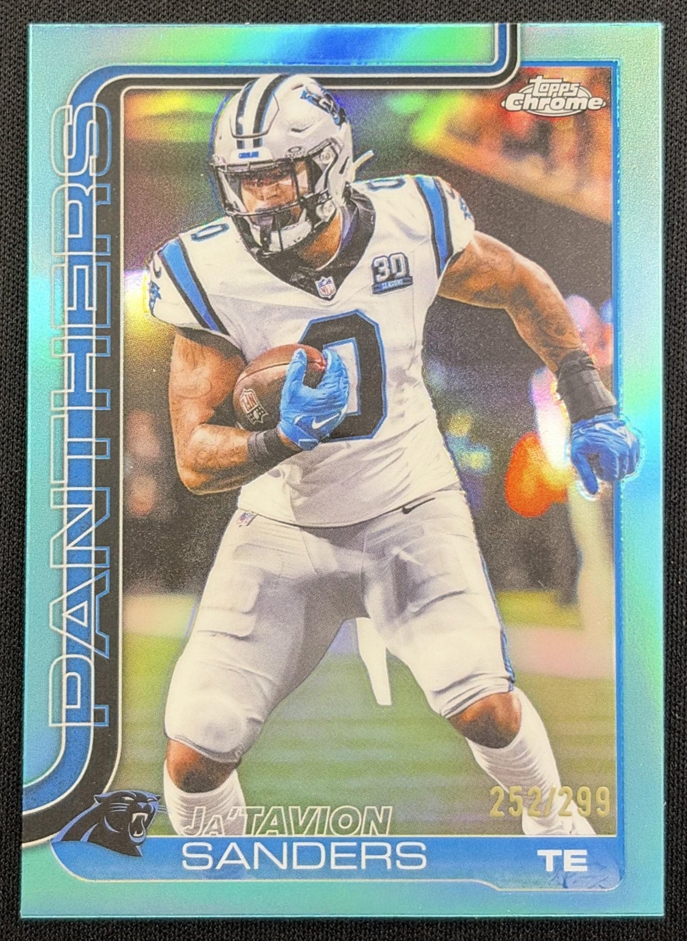 Ja'Tavion Sanders 2025 Topps Chrome Teal Refractor /299 Panthers