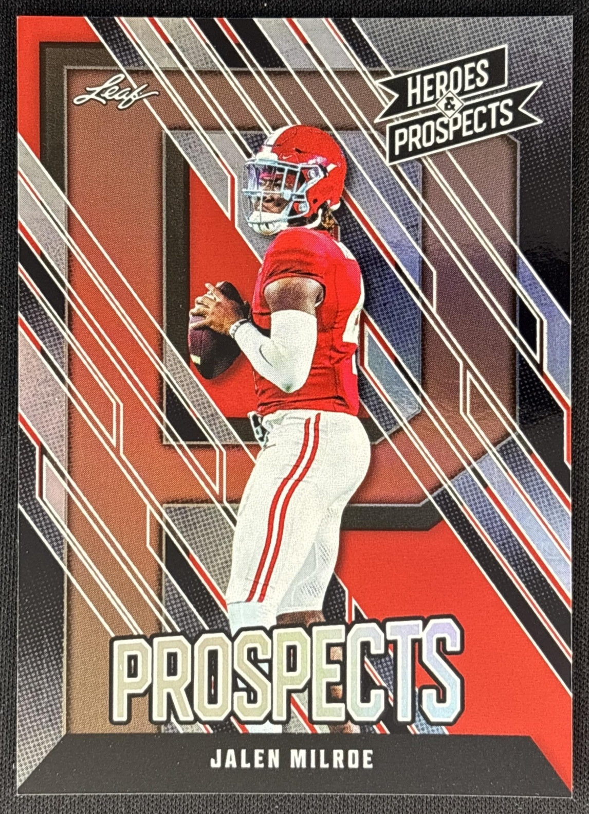 Jalen Milroe 2024 Leaf Heroes & Prospects Red /25 front