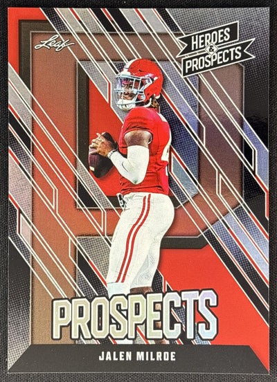 Jalen Milroe 2024 Leaf Heroes & Prospects Red /25 Sports Trading Cards