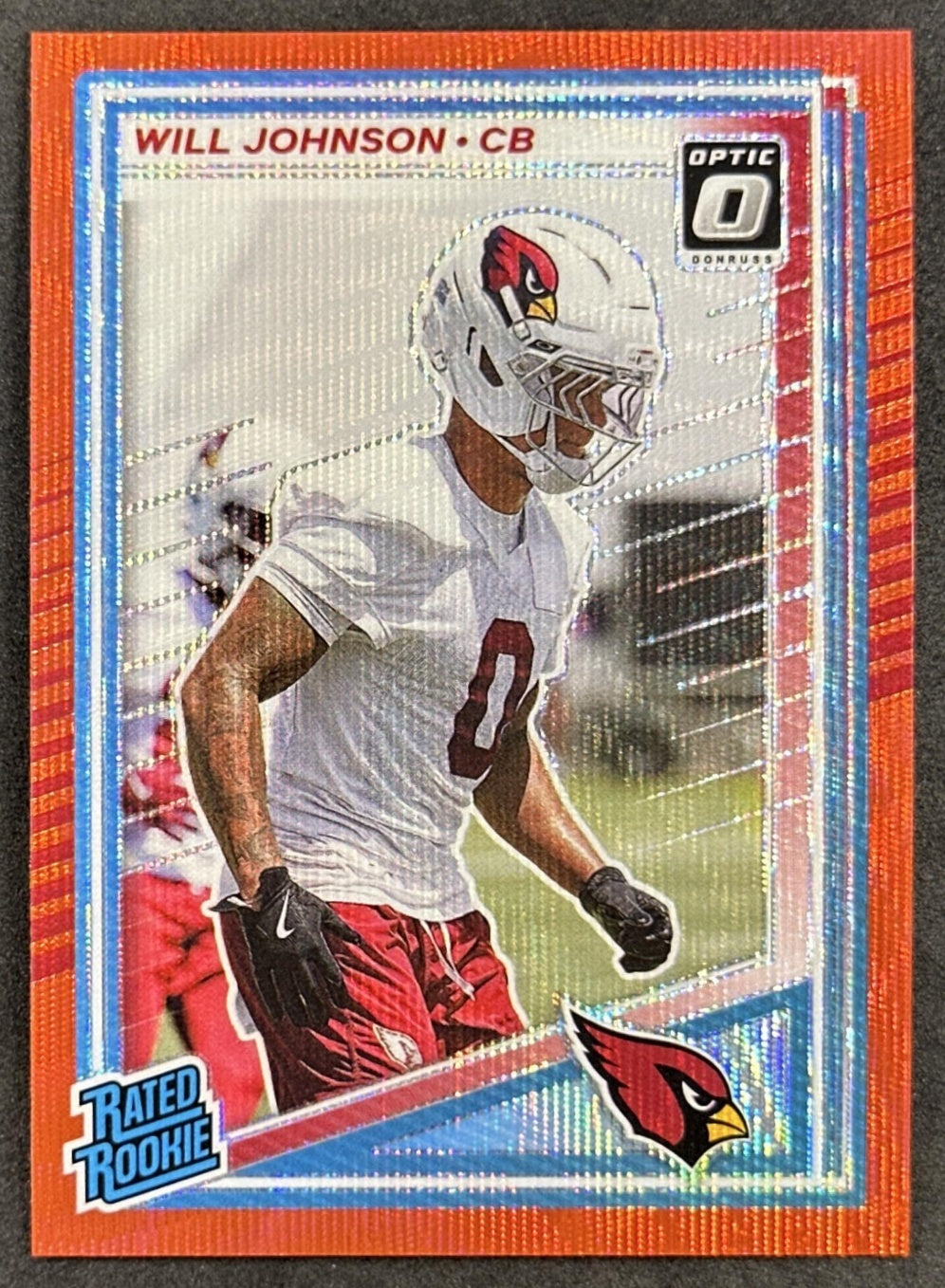 Will Johnson 2025 Panini Donruss Optic Rated Rookie Preview Red Wave Cardinals front