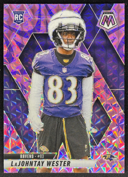 LaJohntay Wester 2025 Mosaic Rookies Reactive Purple Prizm Ravens Default Title Sports Trading Cards