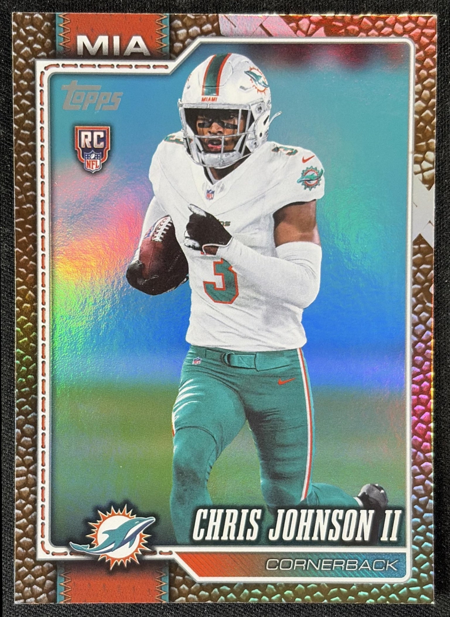 Chris Johnson II 2026 Topps Football Leather Foil Dolphins front