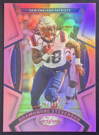 Rhamondre Stevenson 2023 Panini Certified Pink Mirror /199 Cowboys Patriots