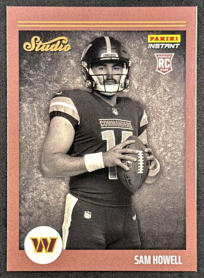 Sam Howell 2022 Panini Instant Studio Rookie /911 Commanders Cowboys front sports trading card