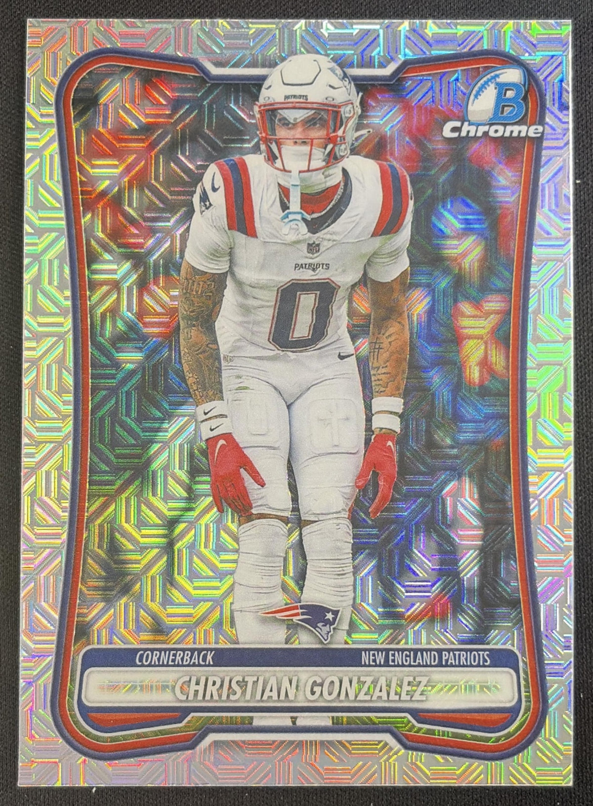 Christian Gonzalez 2026 Bowman Chrome NFL Mojo Refractor Patriots