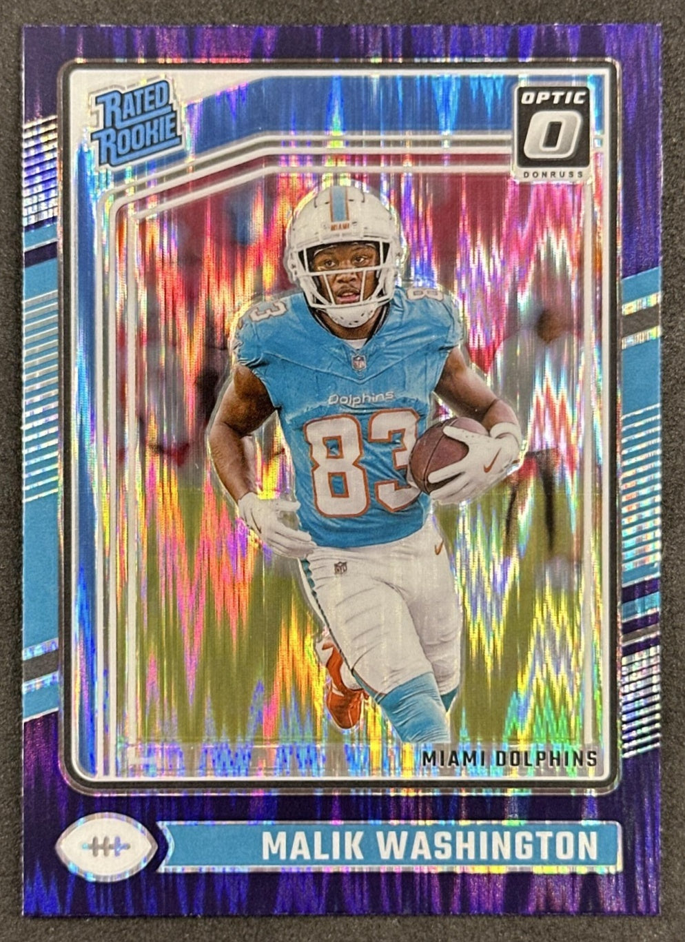Malik Washington 2024 Panini Donruss Optic Purple Shock Dolphins