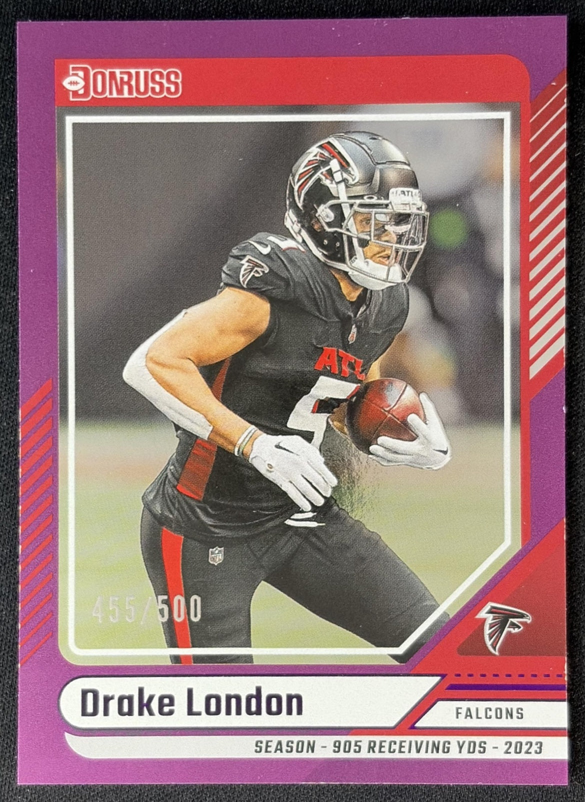 Drake London 2024 Panini Donruss Season Stat Line /500 Falcons front