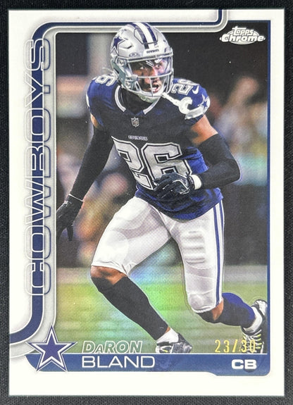 DaRon Bland 2025 Topps Chrome White Refractor /30 Cowboys Sports Trading Cards