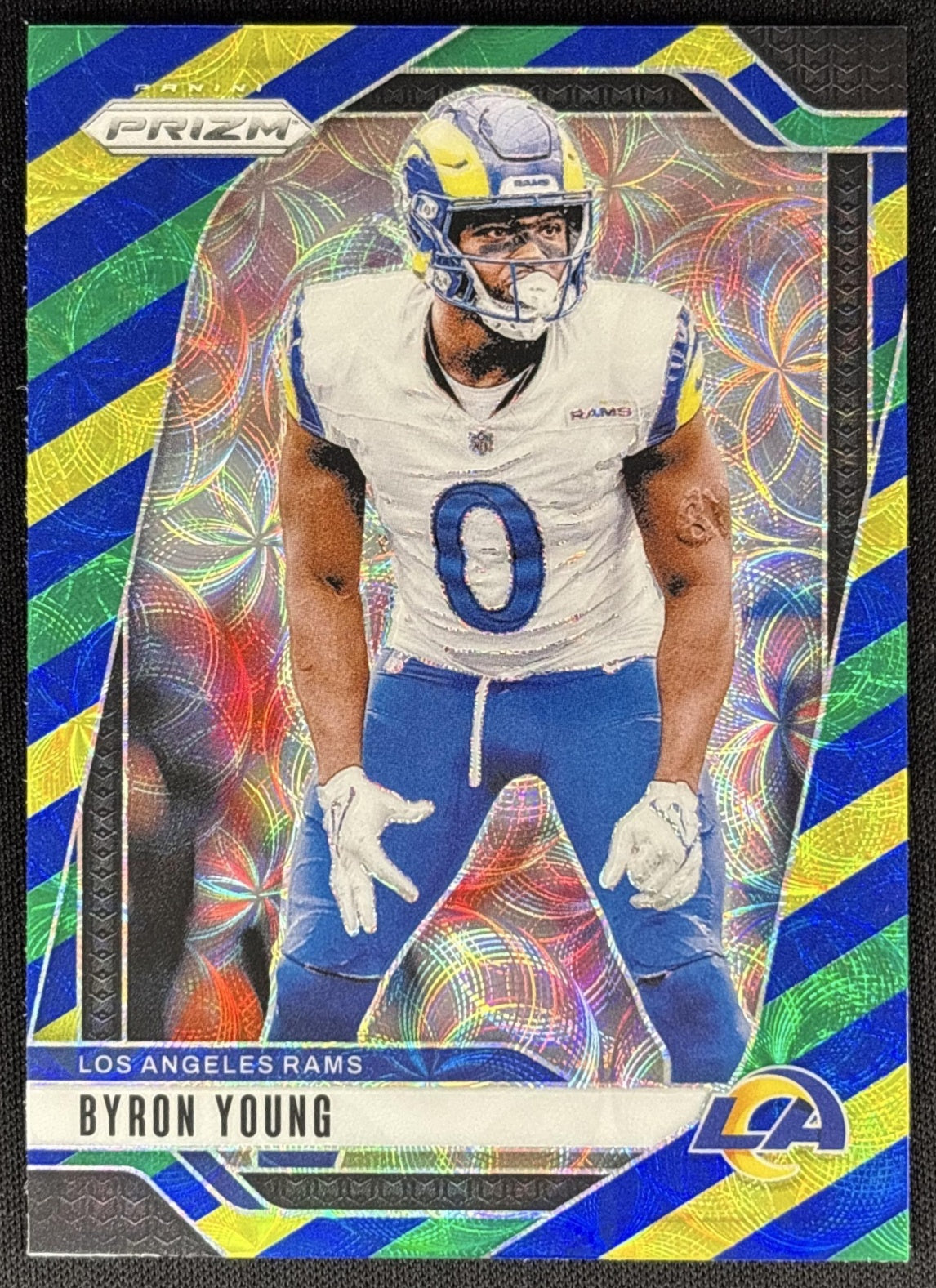 Byron Young LB 2024 Panini Prizm Choice Blue Yellow and Green Rams Default Title Sports Trading Card