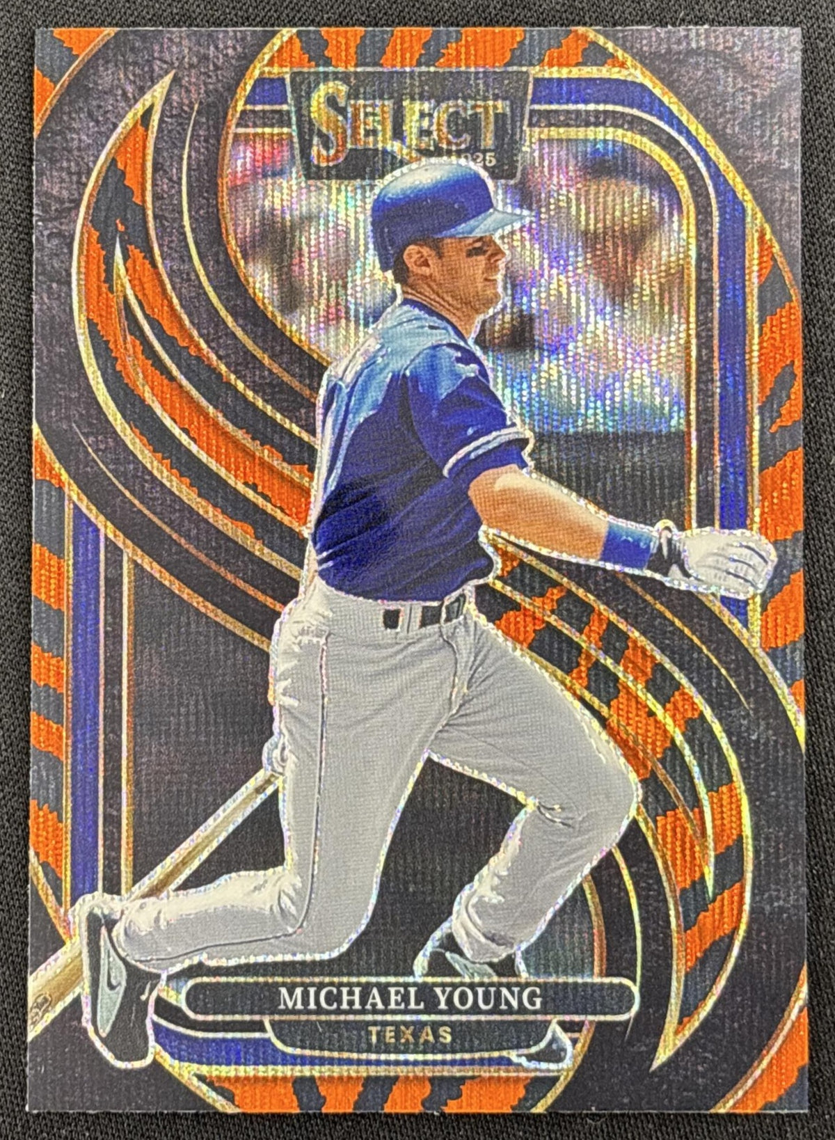 Michael Young 2025 Panini Select Premier Tiger Prizms Rangers Sports Trading Card