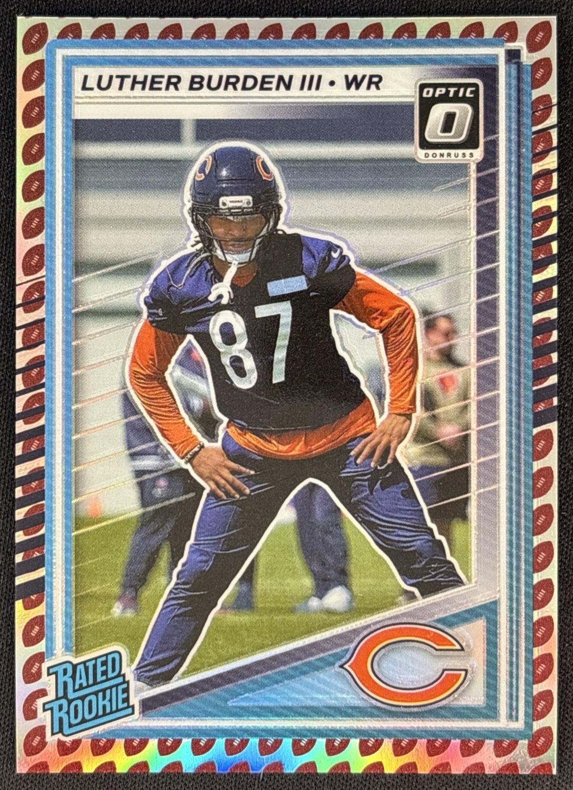 Luther Burden III 2025 Donruss Optic Rated Rookie Preview Football Emoji Bears front
