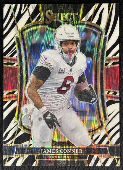 James Conner 2024 Panini Select Field Zebra Prizm Sports Trading Cards