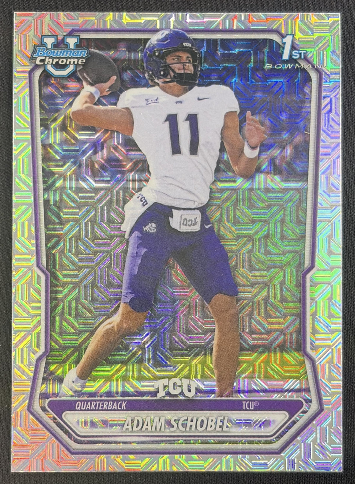 Adam Schobel 2026 Bowman Chrome Prospects Mojo Refractor Horned Frogs