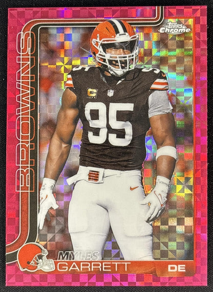 Myles Garrett 2025 Topps Chrome Hot Pink X-Fractor Browns front