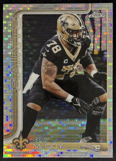 Erik McCoy 2025 Topps Chrome Pulsar Refractor Saints Sports Trading Cards