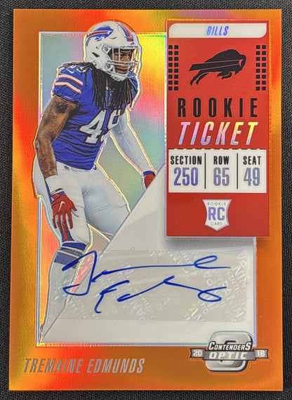 Tremaine Edmunds 2018 Panini Contenders Optic Orange /49 Bills