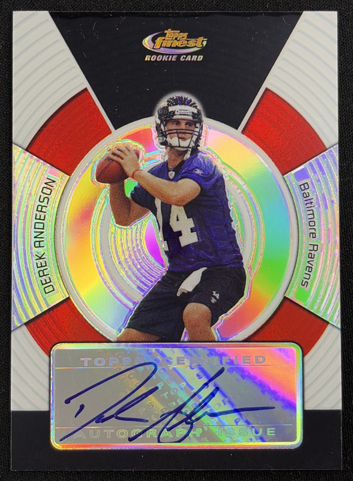 Derek Anderson 2005 Topps Finest Refractors Auto /399 Texans Ravens sports trading card front