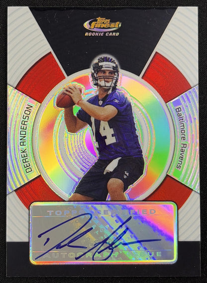 Derek Anderson 2005 Topps Finest Refractors Auto /399 Texans Ravens sports trading card front