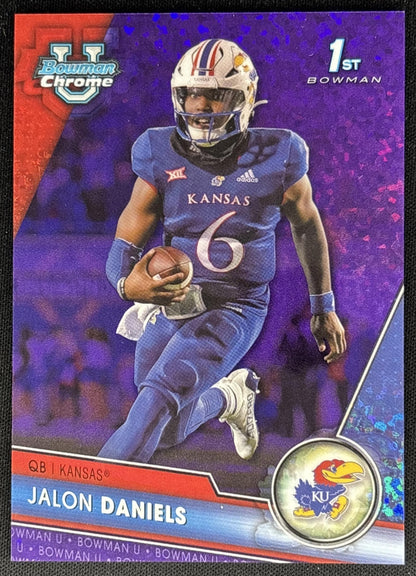 Jalon Daniels 2023 University Chrome Purple Mini Diamond Refractor /399 Jayhawks front