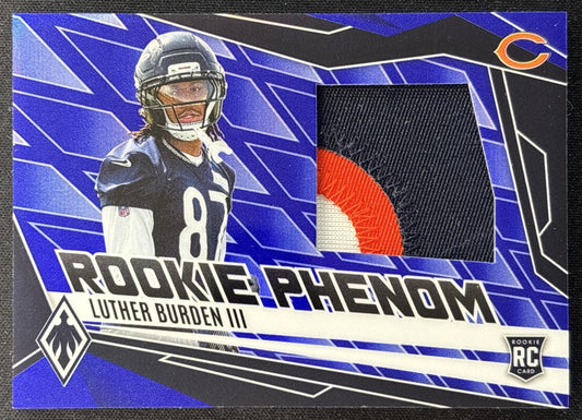 Luther Burden III 2025 Panini Phoenix Rookie Phenom Jersey Blue Prizm /199 Bears front
