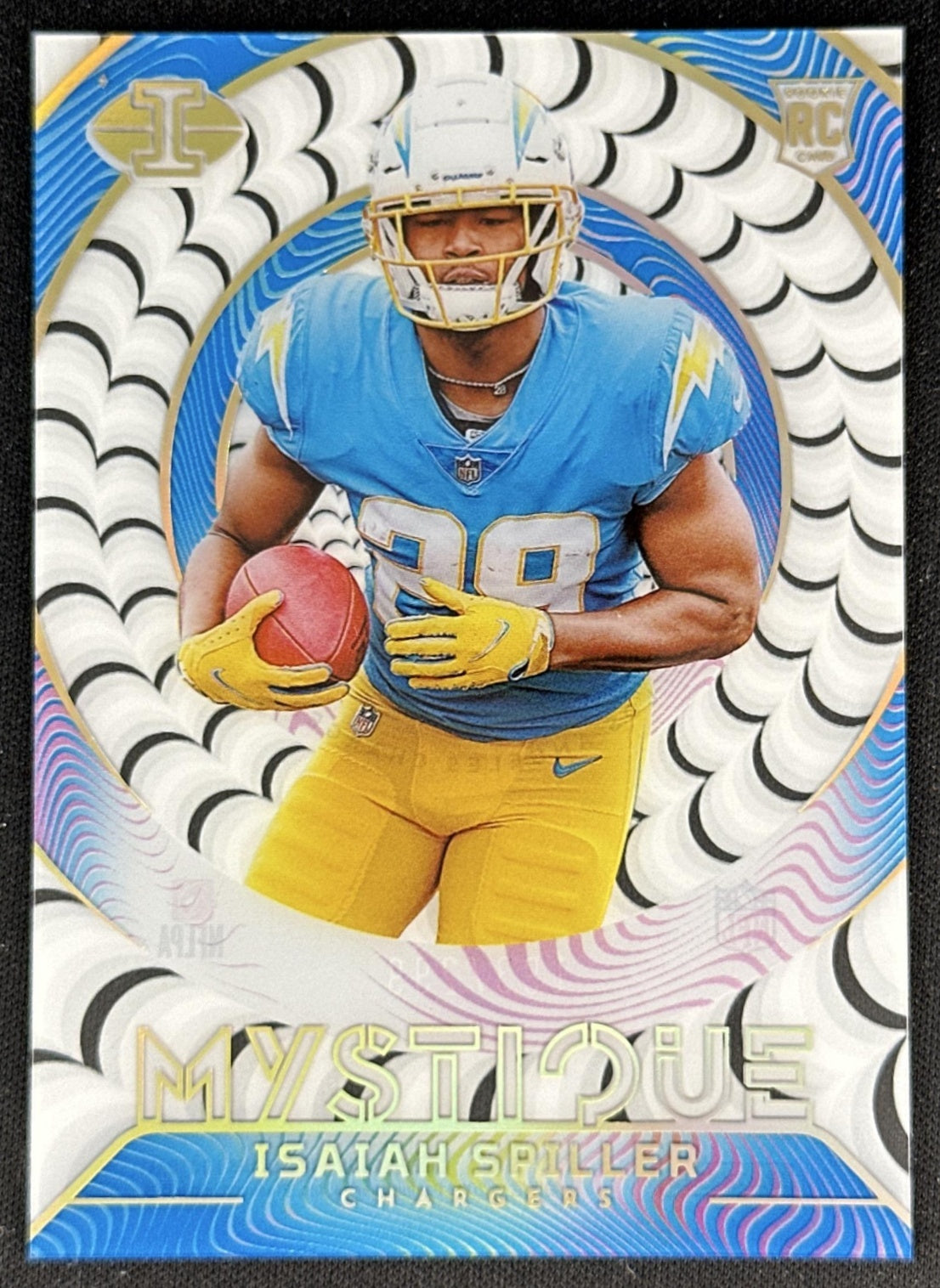 Isaiah Spiller 2022 Panini Illusions Mystique Light Blue /299 Chargers front