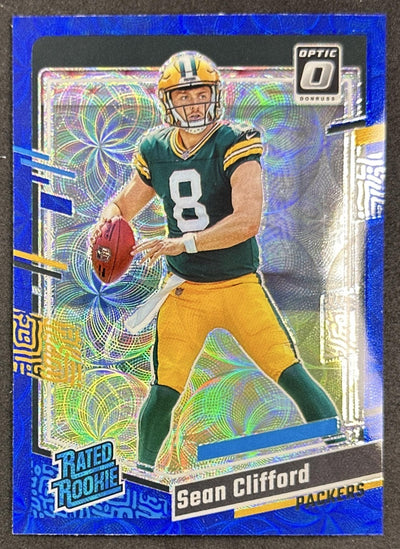 Sean Clifford 2023 Panini Donruss Optic Blue Scope Prizm Packers Sports Trading Cards