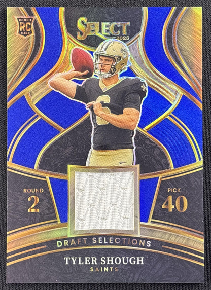 Tyler Shough 2025 Panini Select Draft Selections Memorabilia Blue Prizm Saints