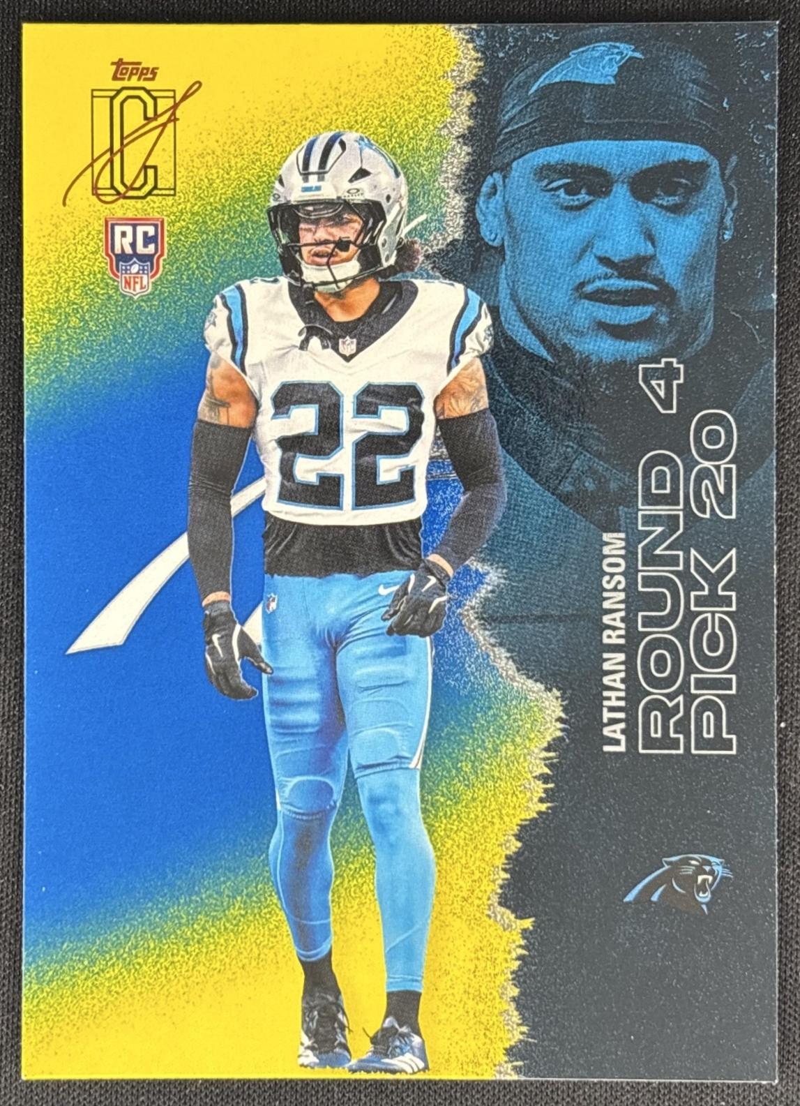 Lathan Ransom 2025 Topps Signature Class Rookie Blue & Yellow Foil Panthers - Front
