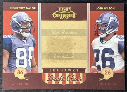 Courtney Taylor Josh Wilson 2007 Playoff Contenders Draft Class /1000 Seahawks front