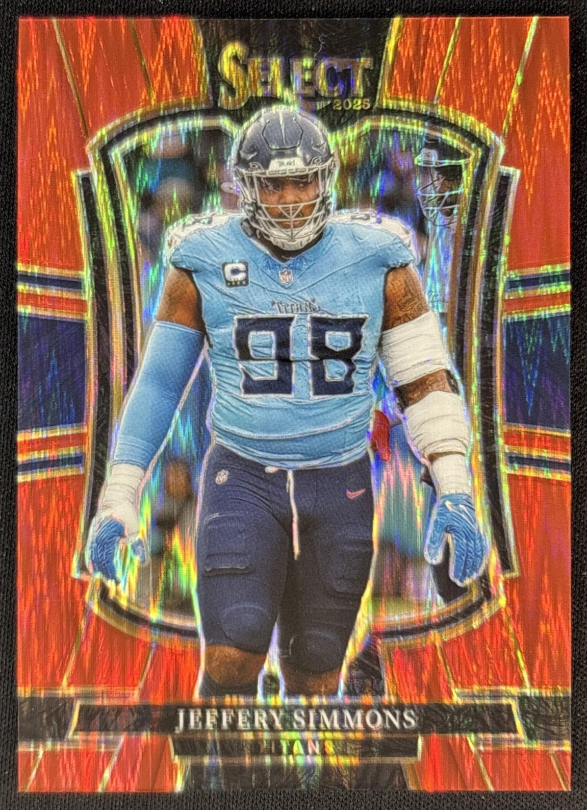 Jeffery Simmons 2025 Panini Select Premier Level Red Prizm Shock /249 Titans