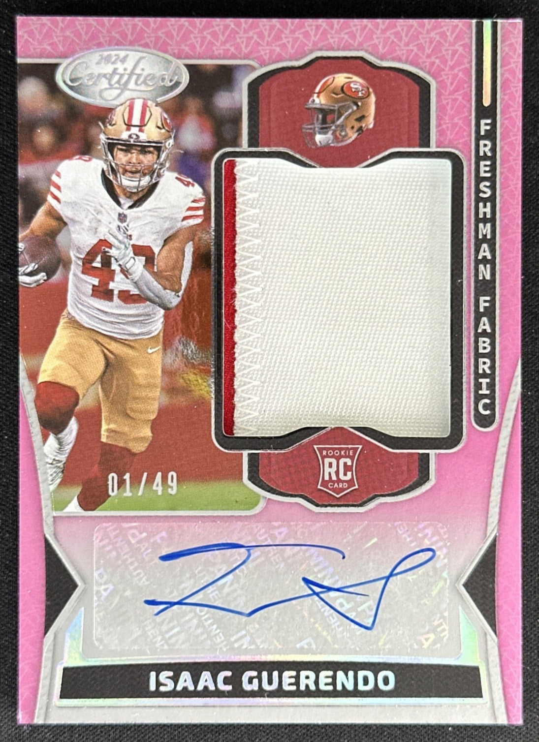 Isaac Guerendo 2024 Certified Freshman Fabric Mirror Signatures Pink Etch /49 49ers