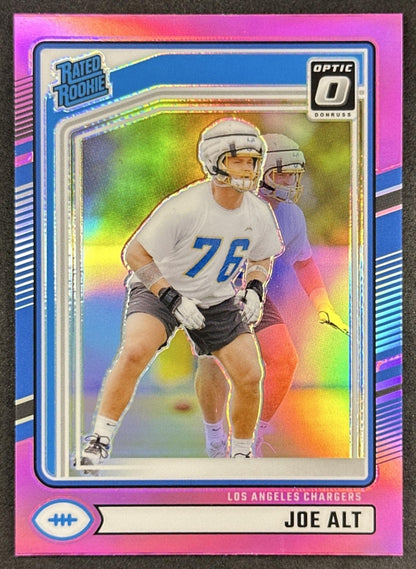 Joe Alt 2024 Panini Donruss Optic Rated Rookie Preview Pink Chargers Sports Trading Card