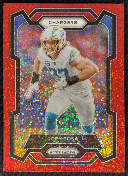 Joey Bosa 2023 Prizm Red Sparkle Chargers Sports Trading Cards